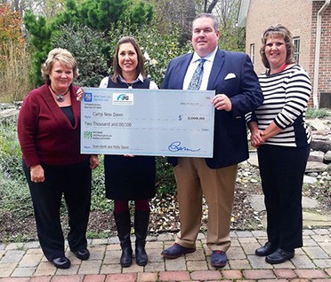 From left are Compass Regional Hospice Grief Services Coordinator Rhonda Knotts, Compass Regional Hospice Executive Director Heather Guerieri, Brett Sause and Compass Regional Development Officer Kenda Leager.